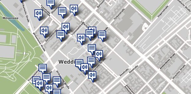 Ausschnitt aus einem interaktiven Stadtplan von Wedding