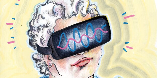 Zeichnung einer Frau mit Datenbrille Zeichnung einer Frau mit Datenbrille