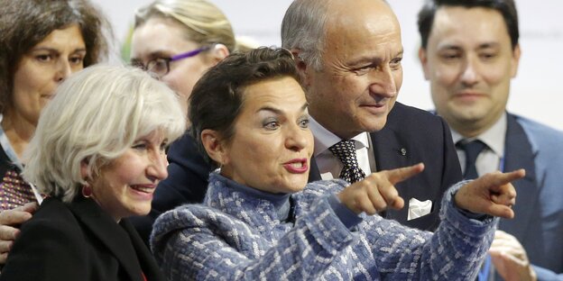 Laurence Tubiana, Chrsitiana Figueres, Laurent Fabius Laurence Tubiana, Chrsitiana Figueres, Laurent Fabius