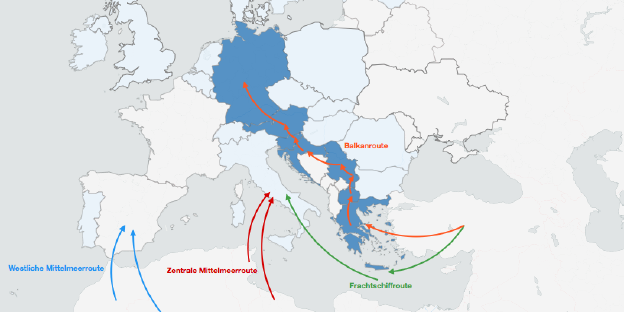 Die alte Balkanroute verläuft über Griechenland, Serbien, Mazedonien, in Richtung Norden Die alte Balkanroute verläuft über Griechenland, Serbien, Mazedonien, in Richtung Norden
