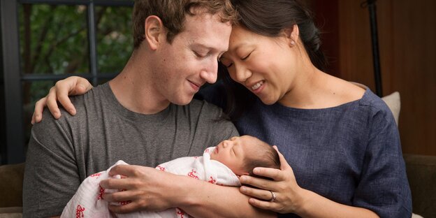 Marc Zuckerberg und seine Frau mit Baby.