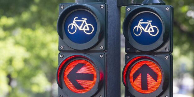 Radfahrerampel auf rot Radfahrerampel auf rot