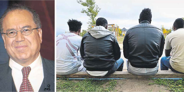Der Politologe Bassam Tibi und eritreische Flüchtlinge (Symbolbild) Der Politologe Bassam Tibi und eritreische Flüchtlinge (Symbolbild)