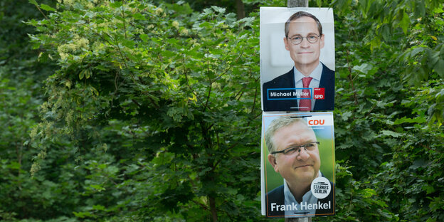 Wahlplakate mit Müller und Henkel Wahlplakate mit Müller und Henkel