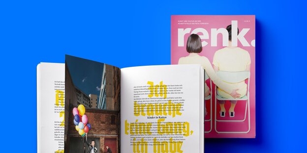 Das Magazin "renk" mit Cover und aufgeschlagen Das Magazin "renk" mit Cover und aufgeschlagen