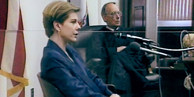 Elizabeth Haysom im Gerichtssaal in Virginia 1990 Elizabeth Haysom im Gerichtssaal in Virginia 1990