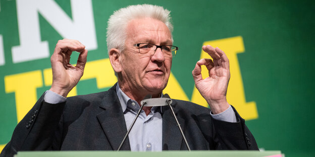 Winfried Kretschmann beim Parteitag der Grünen in Münster Winfried Kretschmann beim Parteitag der Grünen in Münster