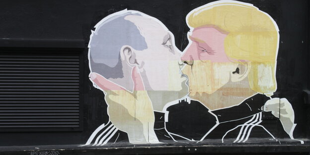 Wandbild mit Bruderkuss von Putin und Trump Wandbild mit Bruderkuss von Putin und Trump
