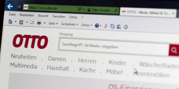 Die Webseite der Firma Otto