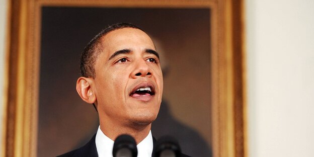 US-Präsident Barack Obama in einem Bilderrahmen US-Präsident Barack Obama in einem Bilderrahmen