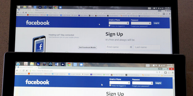 Login-Bildschirm von Facebook Login-Bildschirm von Facebook
