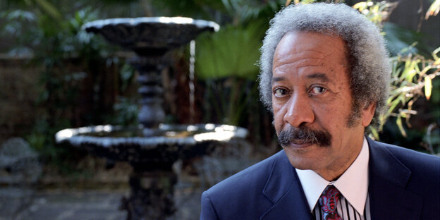 Allen Toussaint vor einem Brunnen Allen Toussaint vor einem Brunnen