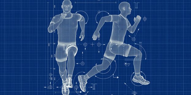 Die Zeichnung einer Person, die joggt Die Zeichnung einer Person, die joggt