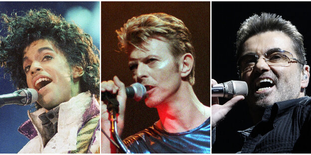 Prince 1985, David Bowie 1995, George Michael 2008 Prince 1985, David Bowie 1995, George Michael 2008