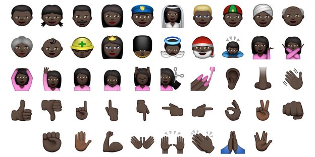 Eine Übersicht über alle Emojis mit schwarzer Hautfarbe Eine Übersicht über alle Emojis mit schwarzer Hautfarbe