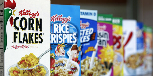 Cornflakes und andere Frühstücksflocken-Sorten von Kellogg's Cornflakes und andere Frühstücksflocken-Sorten von Kellogg's