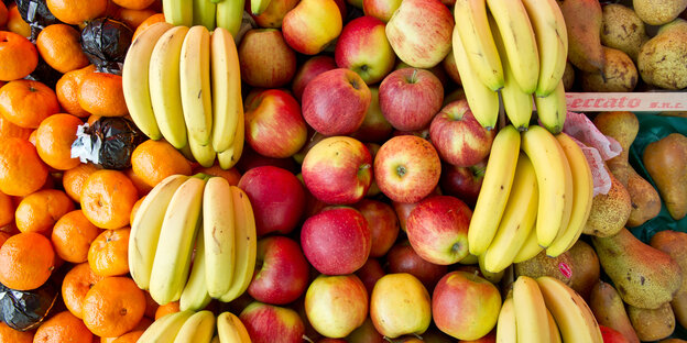 Auslage eines Obststandes Auslage eines Obststandes