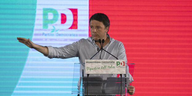 Matteo Renzi auf der Nationalversammlung der PD im Dezember 2016 Matteo Renzi auf der Nationalversammlung der PD im Dezember 2016