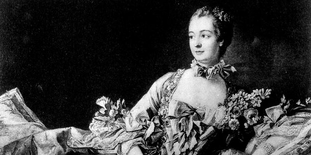 Zeitgenössischer Stich von Madame de Pompadour Zeitgenössischer Stich von Madame de Pompadour