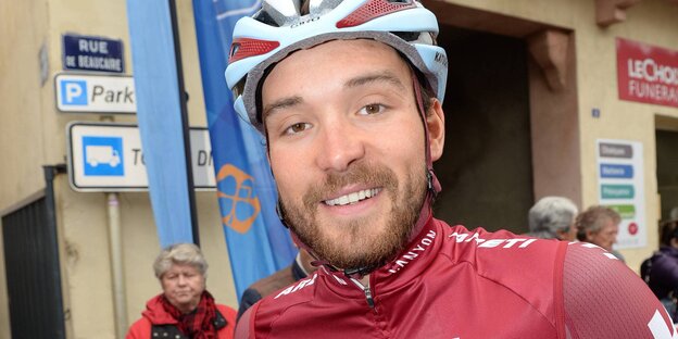 Ein Mann mit Radhelm, Rick Zabel Ein Mann mit Radhelm, Rick Zabel