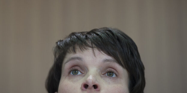 Das Gesicht von Frauke Petry von der Nase aufwärts Das Gesicht von Frauke Petry von der Nase aufwärts