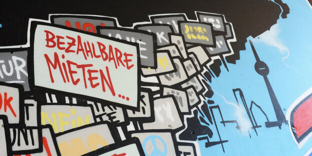 Ein Grafitti fordert "Bezahlbare Mieten" Ein Grafitti fordert "Bezahlbare Mieten"