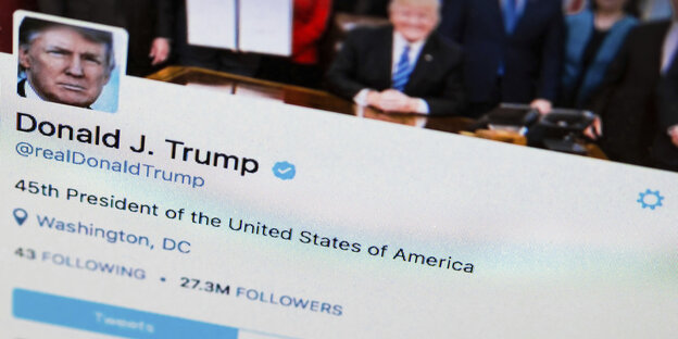 Bild von Trumps Twitteraccount Bild von Trumps Twitteraccount
