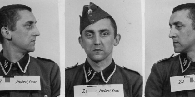 Ein SS-Mann ist frontal und zweimal im Profil zu sehen Ein SS-Mann ist frontal und zweimal im Profil zu sehen