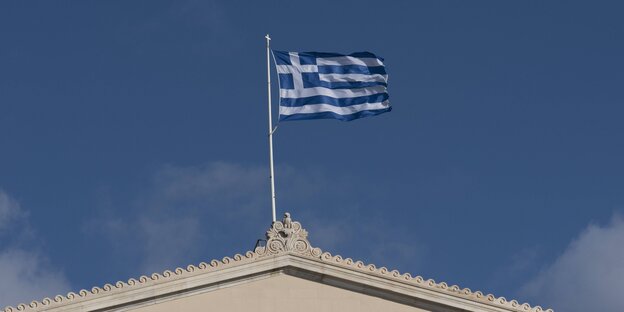 Die griechische Flagge im Wind Die griechische Flagge im Wind