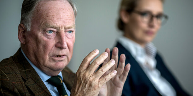 Alexander Gauland gestikulierend, im Hintergrund Alice Weidel Alexander Gauland gestikulierend, im Hintergrund Alice Weidel