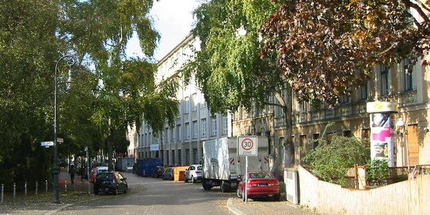 Straße mit grünen Bäumen Straße mit grünen Bäumen