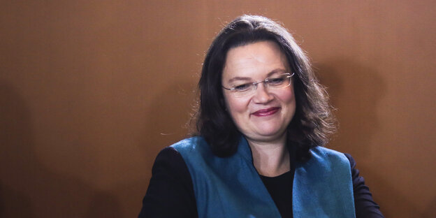 Andea Nahles lächelt bescheiden Andea Nahles lächelt bescheiden
