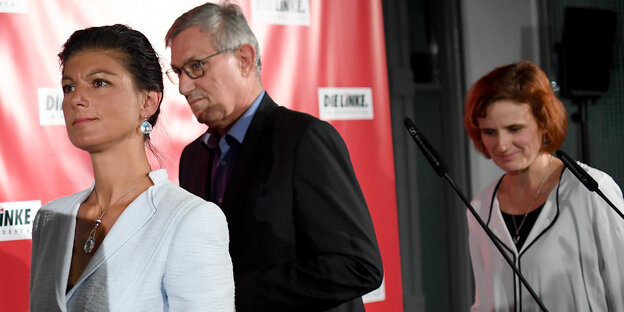 Sahra Wagenknecht, gefolgt von Bernd Riexinger und Katja Kipping Sahra Wagenknecht, gefolgt von Bernd Riexinger und Katja Kipping