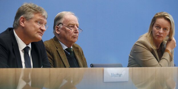 Jörg Meuthen, Alexander Gauland und Dana Guth Jörg Meuthen, Alexander Gauland und Dana Guth