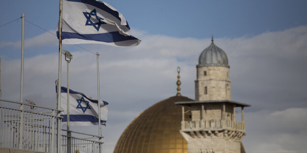 Israelische Flaggen in der Altstadt von Jerusalem