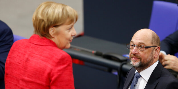 Bundeskanzlerin Angela Merkel und der SPD-Chef Bundeskanzlerin Angela Merkel und der SPD-Chef