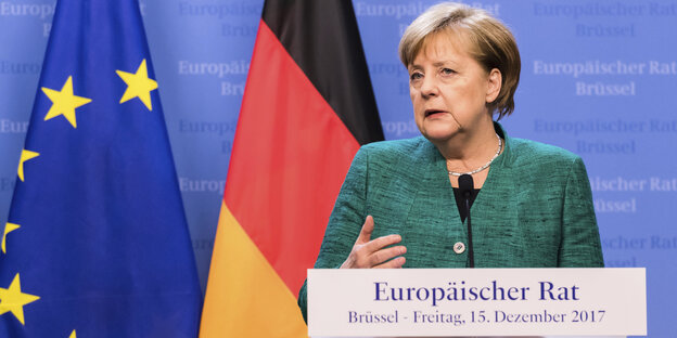 Kanzlerin Angela Merkel beim EU-Gipfel am 15. Dezember 2017 in brüssel Kanzlerin Angela Merkel beim EU-Gipfel am 15. Dezember 2017 in brüssel