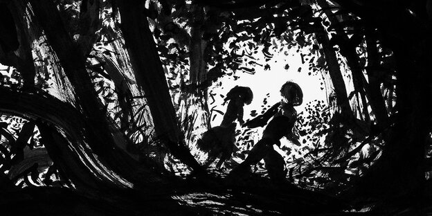 Hänsel und Gretel irren durch den Wald Hänsel und Gretel irren durch den Wald
