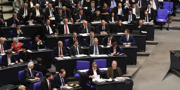 Viele AfDler sitzen in Sitzreihen im Bundestag Viele AfDler sitzen in Sitzreihen im Bundestag