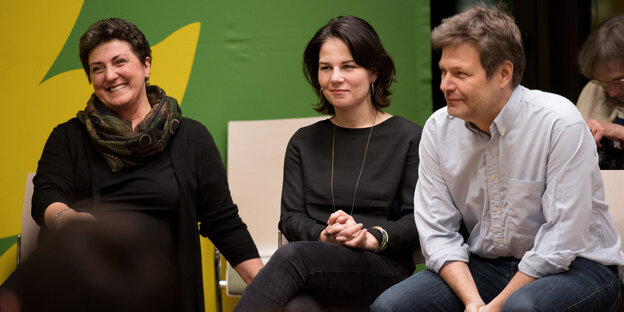 Anja Piel, Annalena Baerbock und Robert Habeck