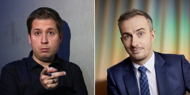 Doppelporträt Kühnert (li.) und Böhmermann Doppelporträt Kühnert (li.) und Böhmermann
