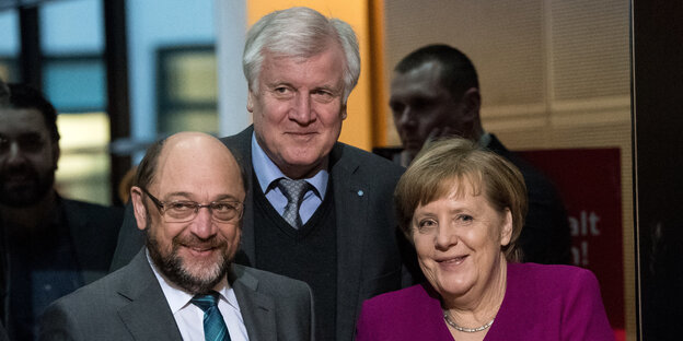 Merkel, Seehofer, Schulz bei den Verhandlungen Merkel, Seehofer, Schulz bei den Verhandlungen