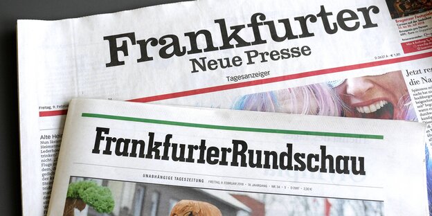 Die Printausgaben von Frankfurter Rundschau und Frankfurter Neue Presse liegen übereinander Die Printausgaben von Frankfurter Rundschau und Frankfurter Neue Presse liegen übereinander