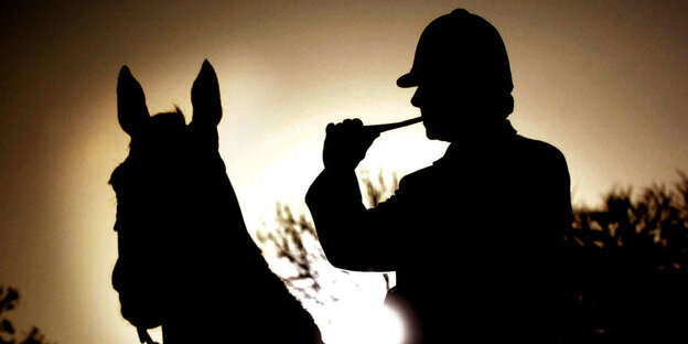 Pferd und Reiter im Dämmerlicht Pferd und Reiter im Dämmerlicht