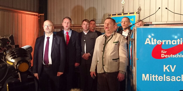 Mehrere AfD-Politiker auf einer Bühne Mehrere AfD-Politiker auf einer Bühne