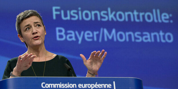 Wettbewerbskommissarin Vestager spricht Wettbewerbskommissarin Vestager spricht