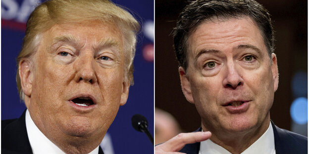 Zwei Bilder zeigen Trump und Comey Zwei Bilder zeigen Trump und Comey
