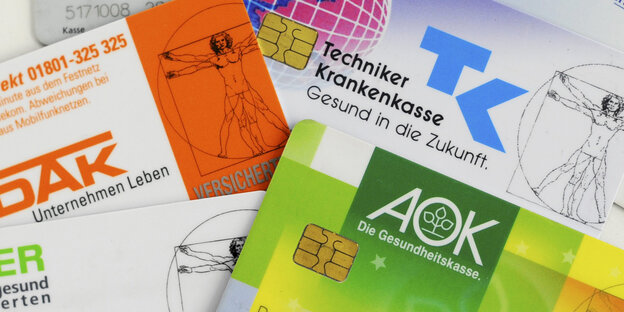Verschiedene Krankenkassen-Chipkarten Verschiedene Krankenkassen-Chipkarten