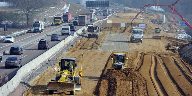 Eine Autobahnbaustelle Eine Autobahnbaustelle