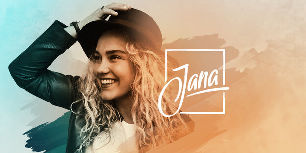 Jana Highholder mit ihrem Logo Jana Highholder mit ihrem Logo
